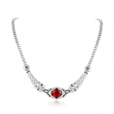 RichandRare-RARE-RUBY, ENAMEL AND DIAMOND NECKLACE